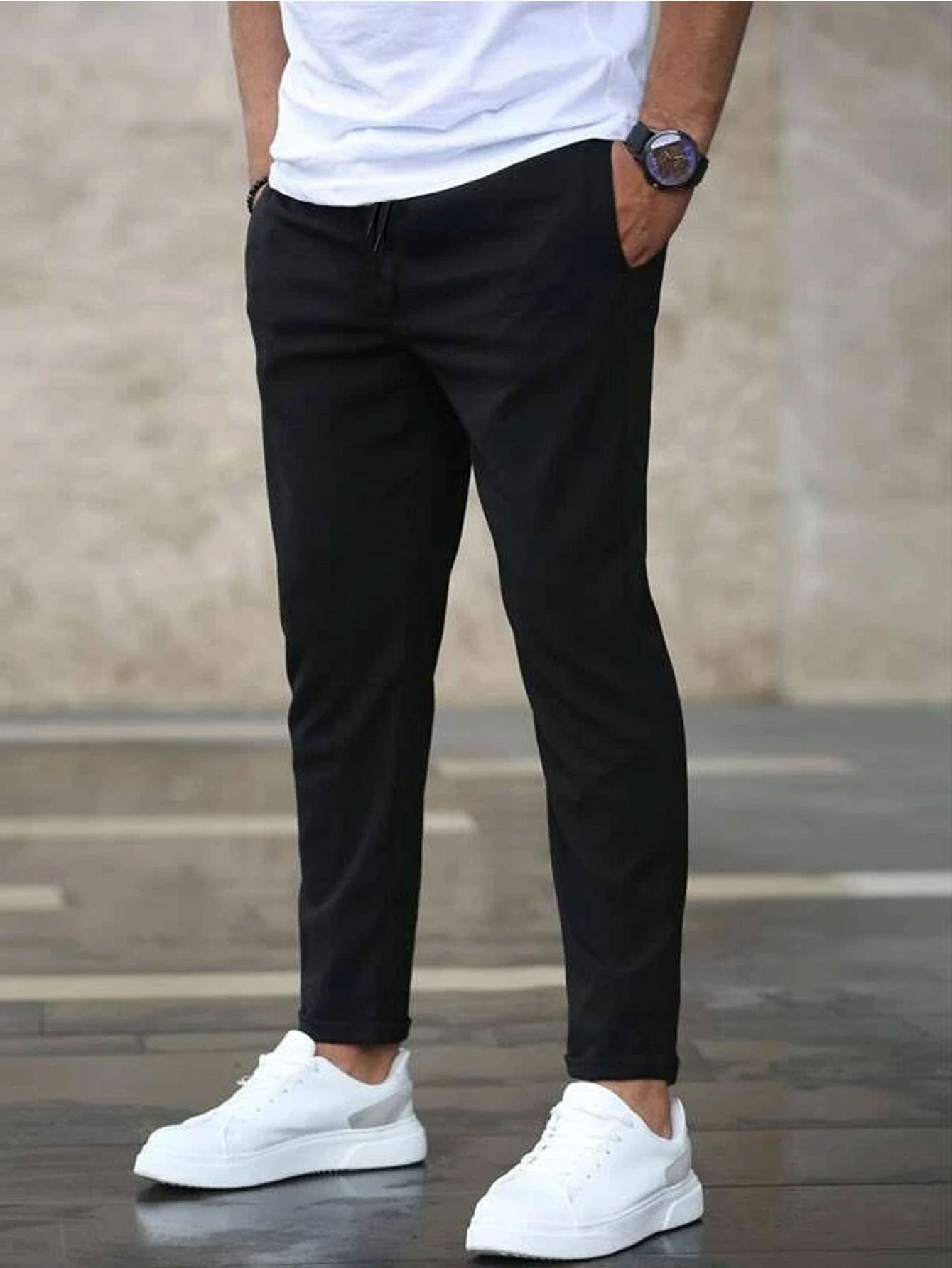 Men's Solid Color Casual Cropped Pants