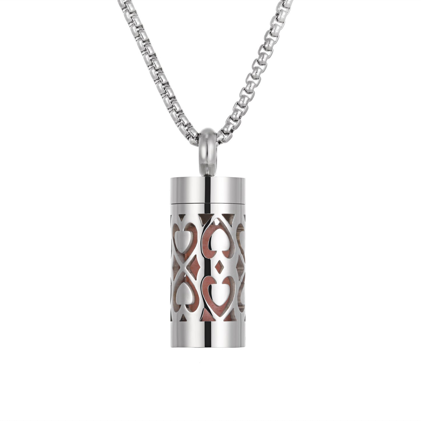 Aromatherapy Stainless Steel Pendant Cylindrical Corrugated Pendant Perfume Diffuser Hollow Perfume Necklace