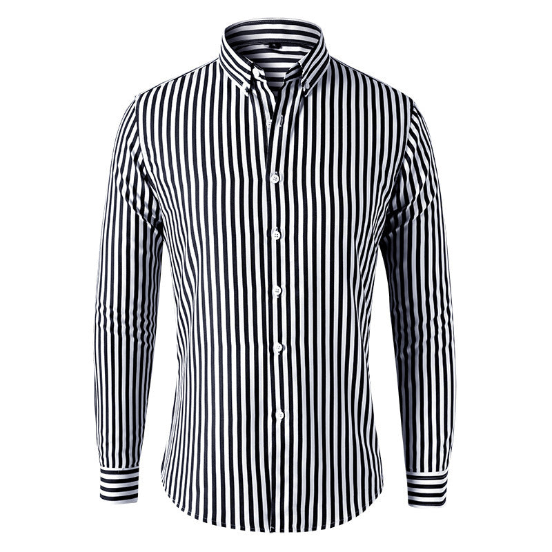 Men's Korean Style Striped Shirt Long Sleeve