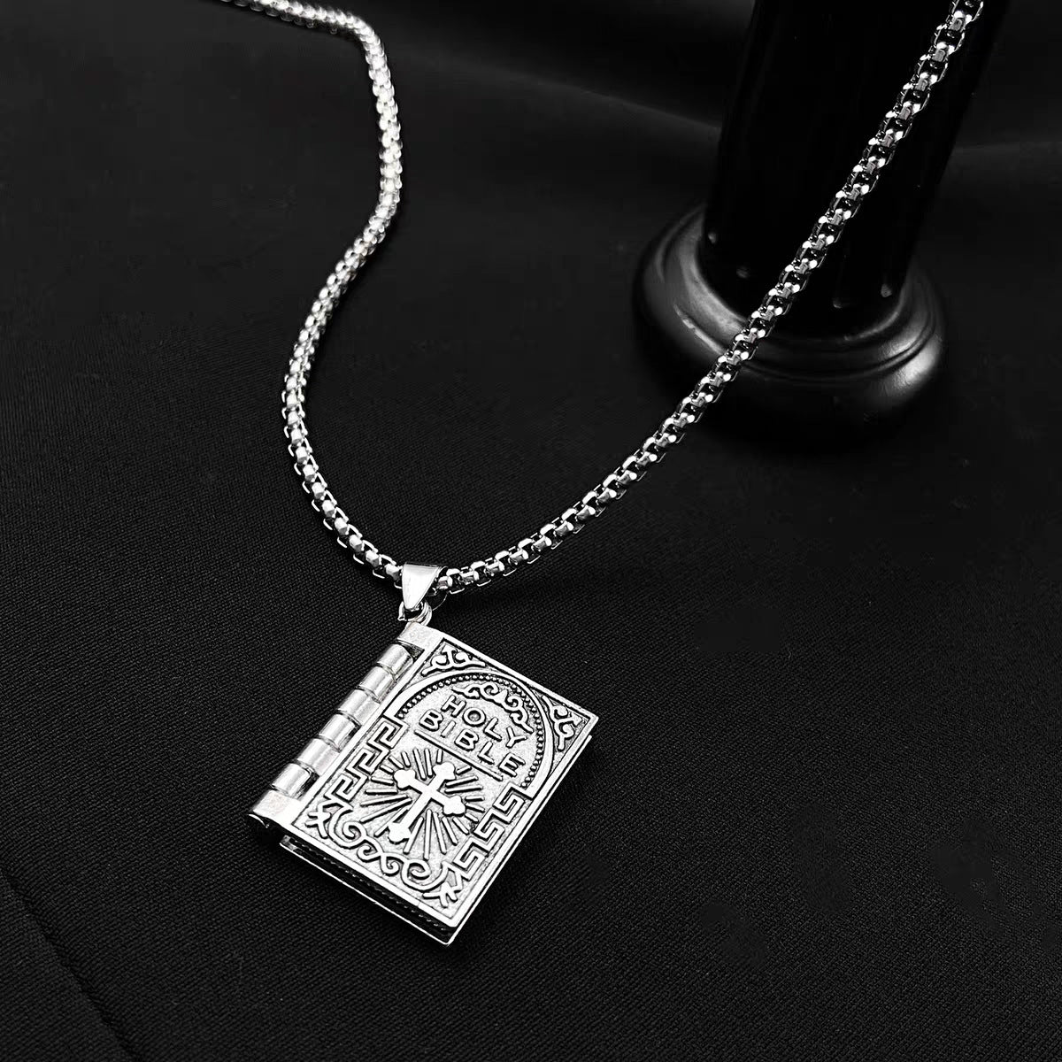 Stylish Pendant Flip-page Book Cross Necklace Fashion Jewelry