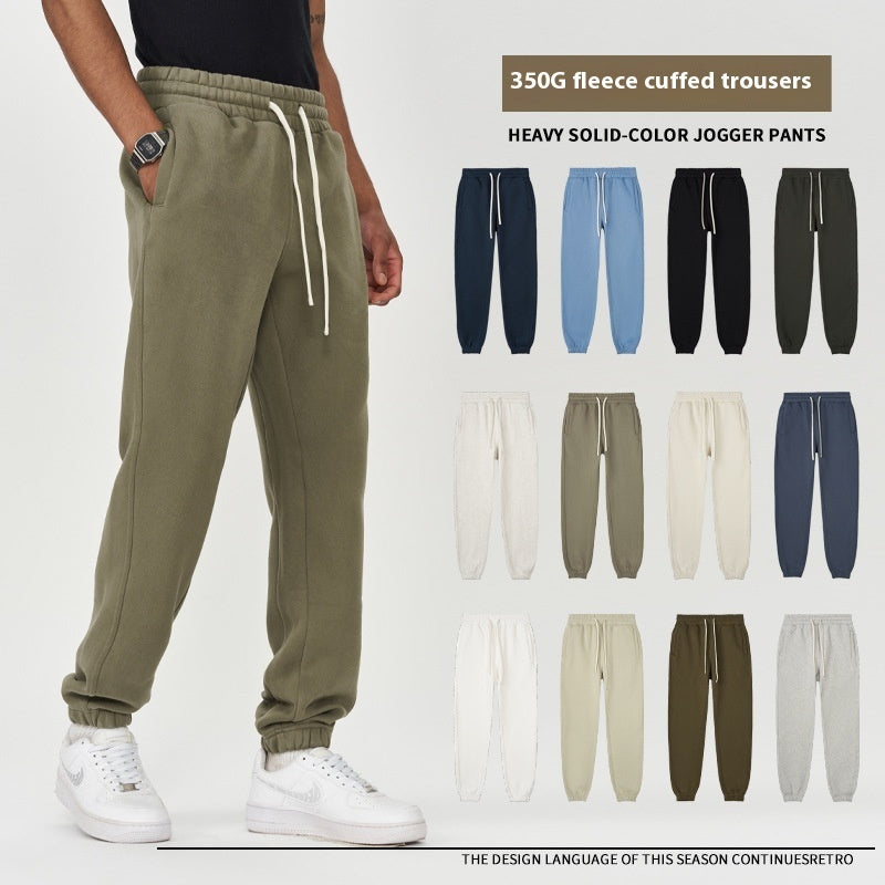 Solid Color Loose Casual Autumn And Winter Sports Ankle Banded Pants