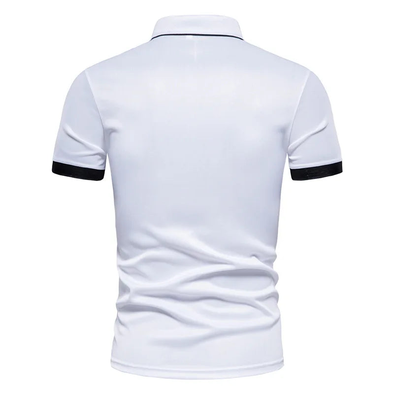 Summer men's solid color short sleeved polo shirt men's fashionable lapel shirt