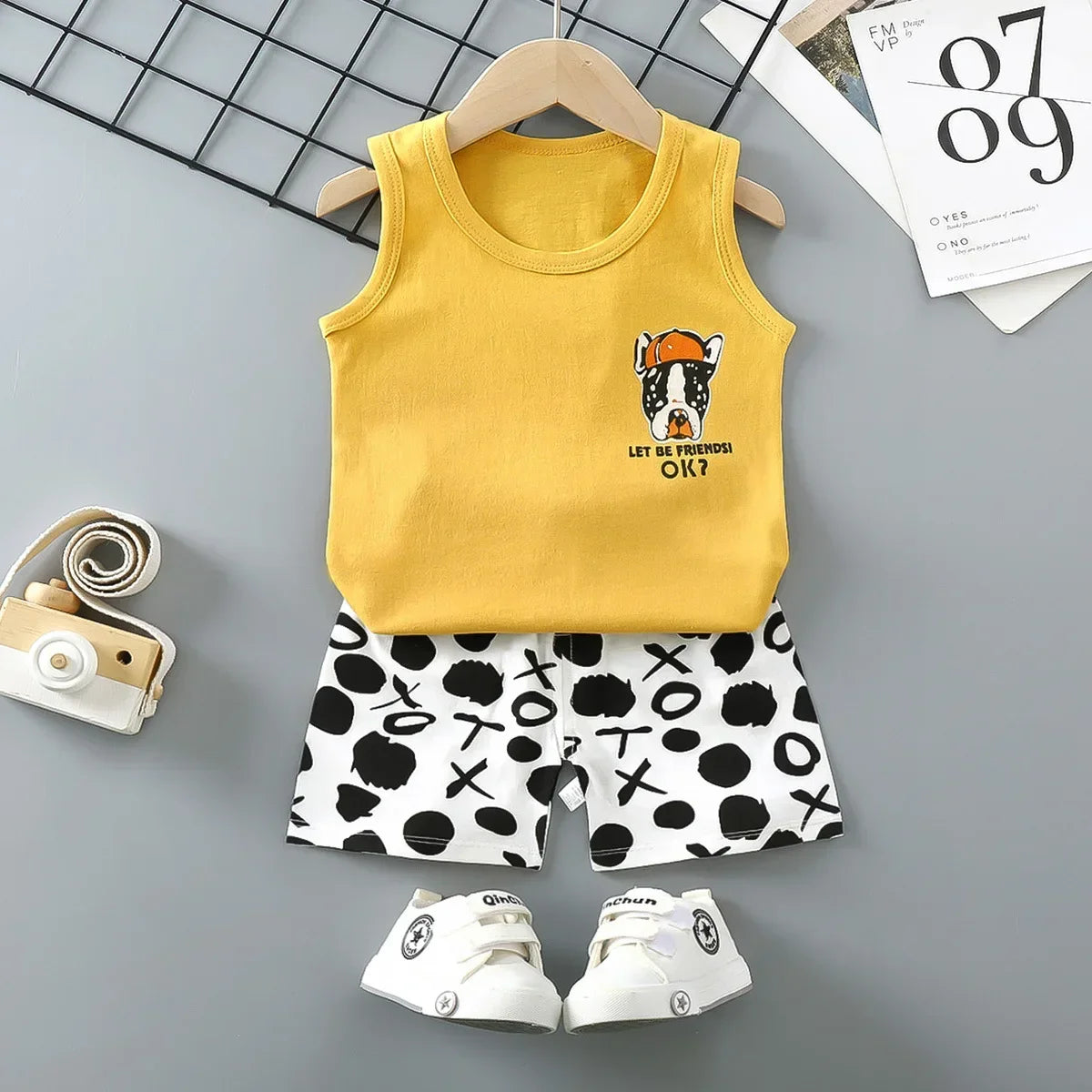 Children Sets Kids Clothes Boys Girls Vest Suit  Summer Children's Clothing baby Cotton T-Shirts Shorts Tank Top Sleeveless