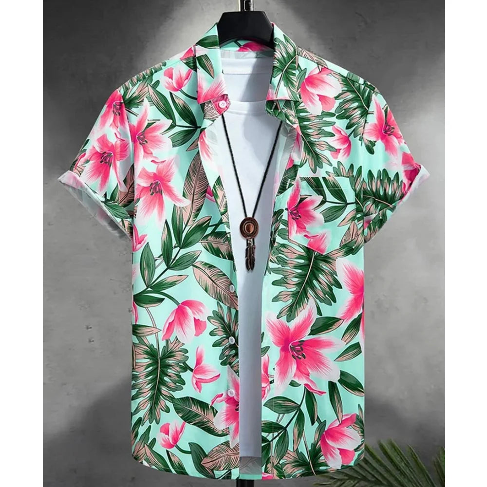 2023 Summer Animal Crane Men Hawaiian Shirt 3d Plant Shirt For Men Flower Print Plus Size Hawaiian Shirts Beach Flower Shirt 5xl