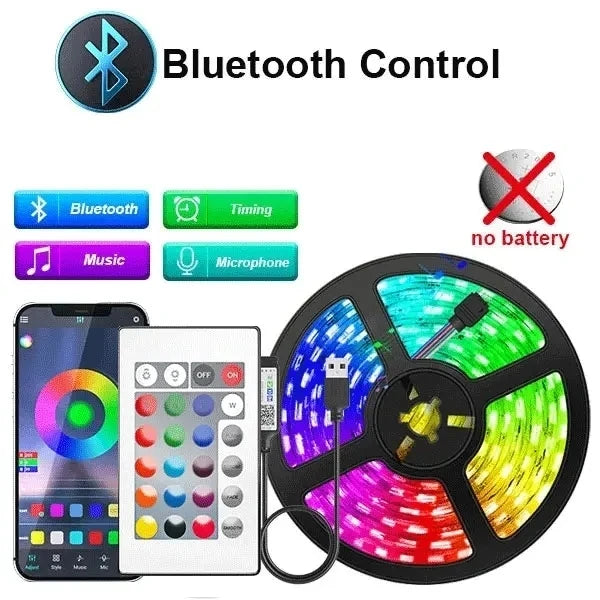 Usb 5V Led Strip Light 5050 Rgb Led Tape Bluetooth Wifi App Remote Control Led Room Light 1-30M Backlight Ribbon Lighting Lamp