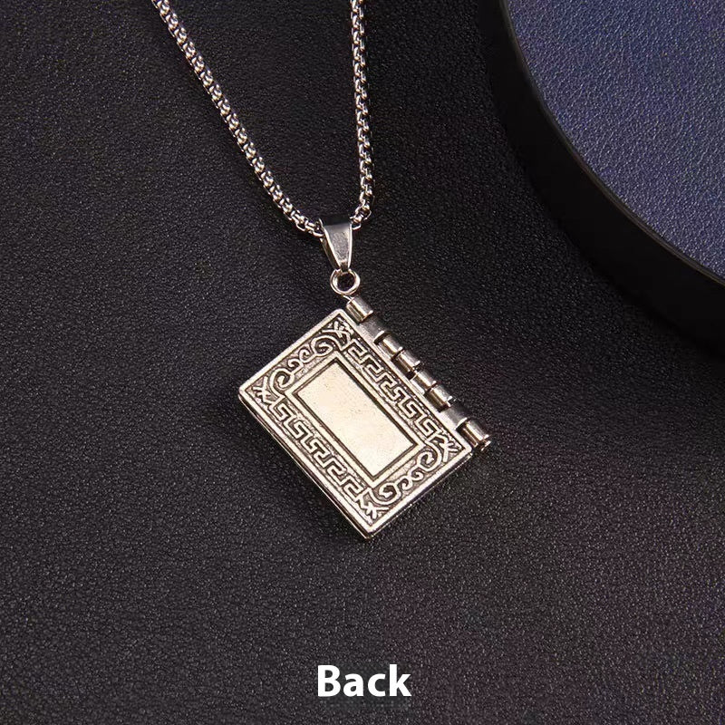 Stylish Pendant Flip-page Book Cross Necklace Fashion Jewelry