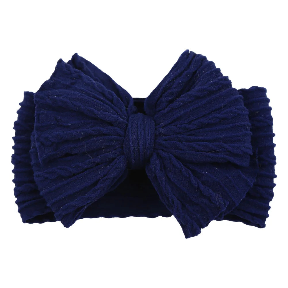 Solid Cable Bow Baby Headband for Child Nylon Layers Headwear Kids Elastic Turban Headwraps Newborn Boys Girls Hair Accessories