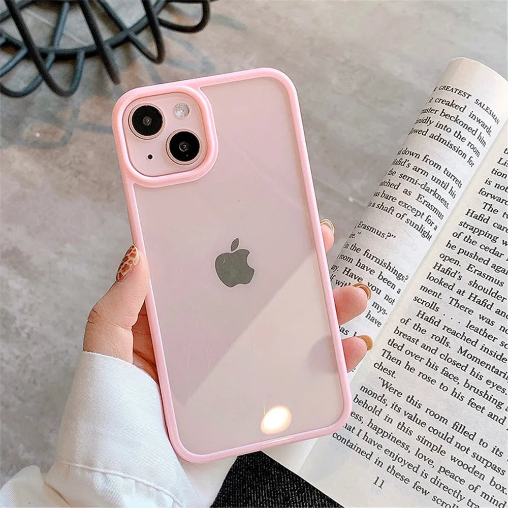 Candy Shockproof Silicone Bumper Phone Case For iPhone 15 14 11 12 13 Pro Max X XS XR 8 7 Plus Transparent Protection Back Cover