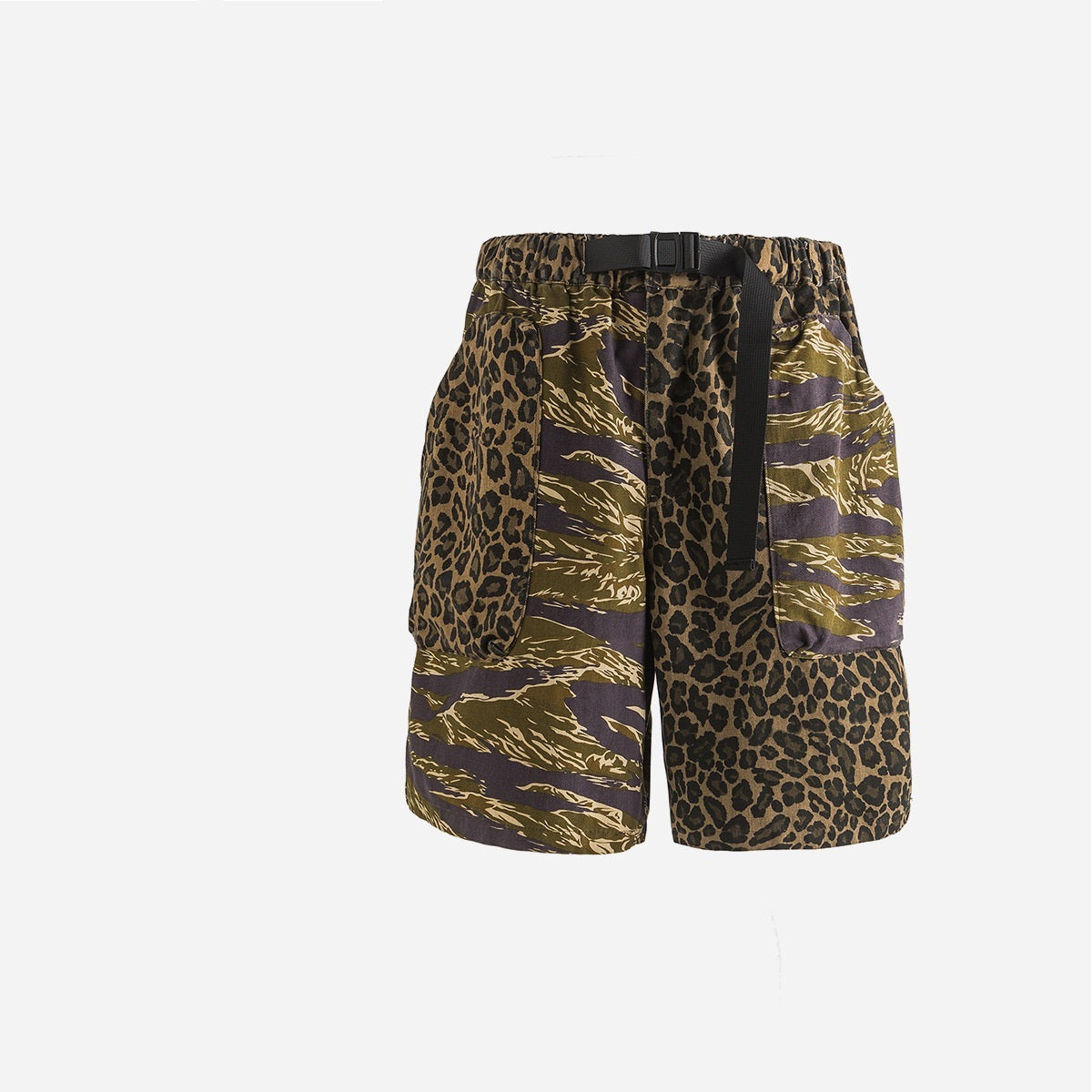 Retro Camouflage Stitching Leopard Print Cargo Shorts Men's And Women's Shorts