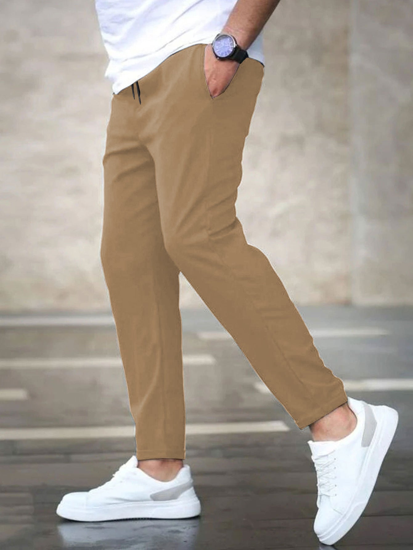 Men's Solid Color Casual Cropped Pants