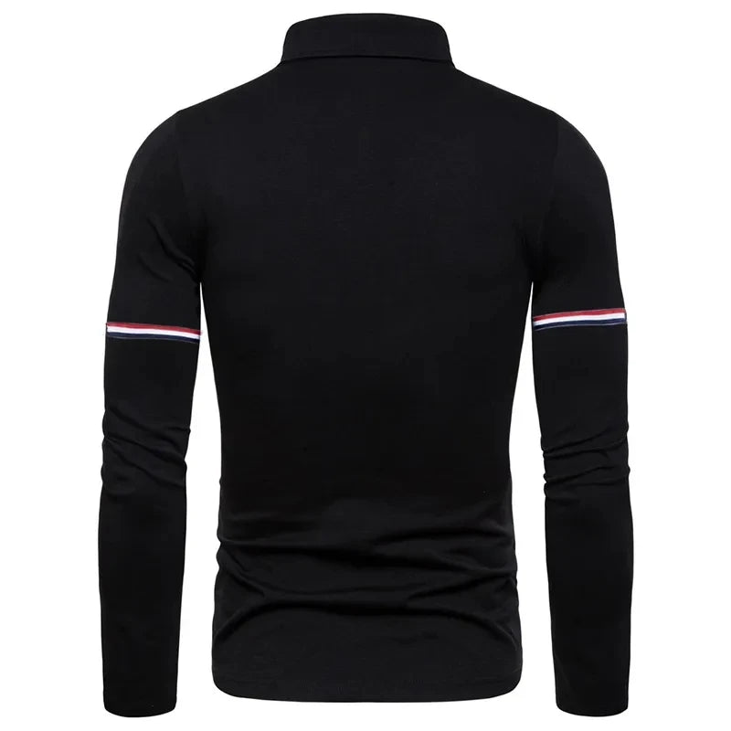 Brand new Men's printed long sleeved slim fit polo shirt, spring and autumn new style, lapel top, business casual T-shirt