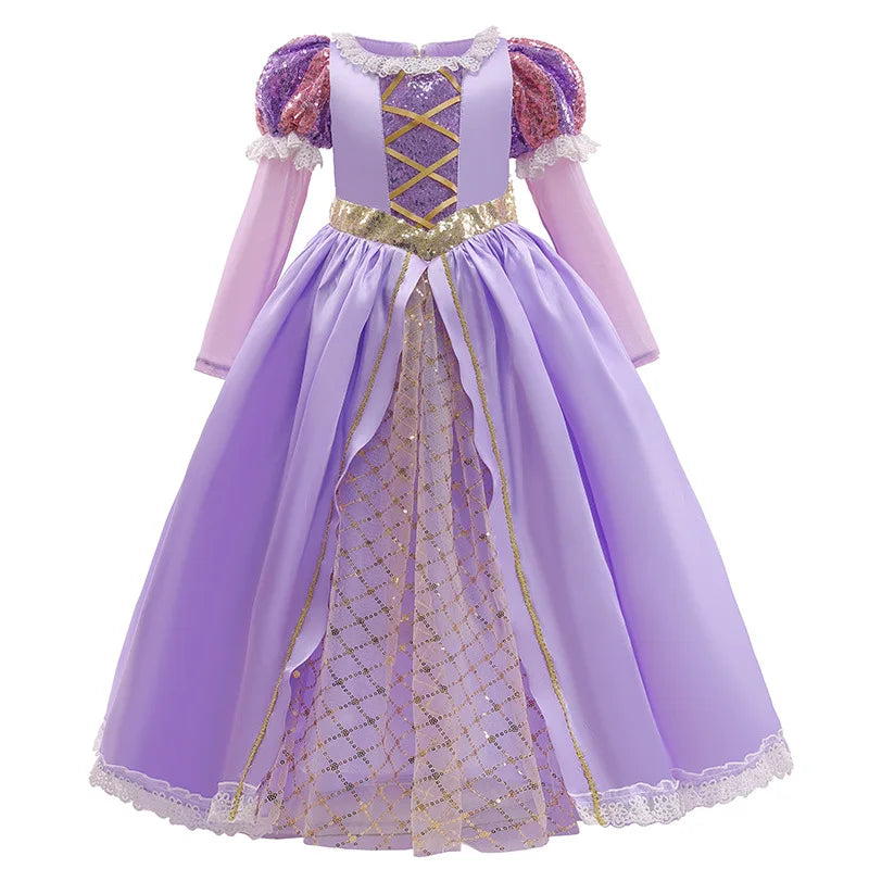 Frozen Anna Elsa Cosplay Costumes Girls Princess Rapunzel Snow White Mermaid Belle Cinderella Dress Kids Halloween Party Clothes