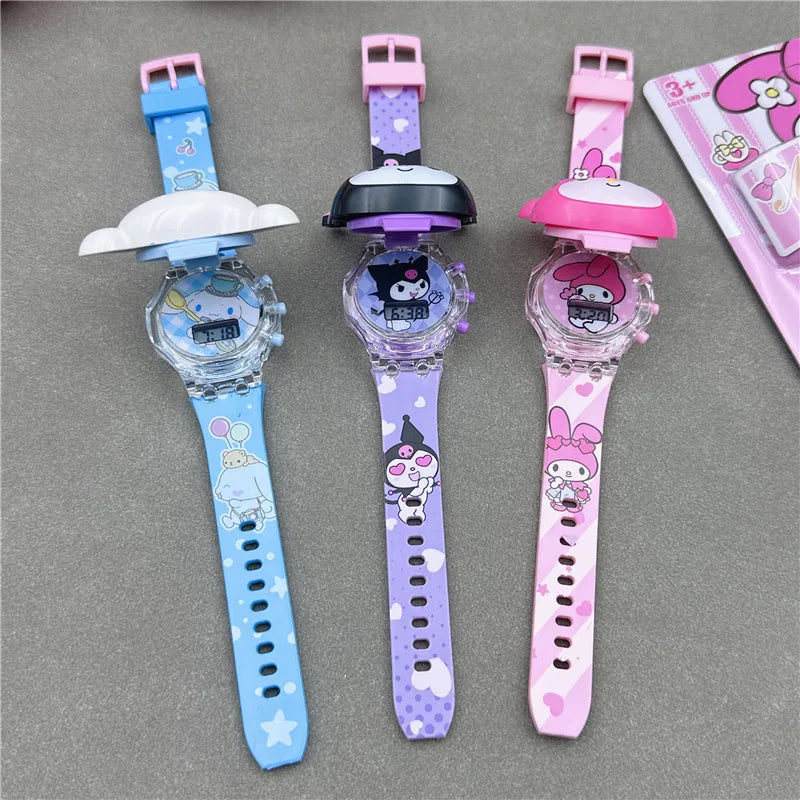 Kawaii Sanrio Kuromi Watch Cinnamoroll Hello Kitty Music Silicone Strap Children Wrist Watch My Melody Watch Kids Birthday Gifts