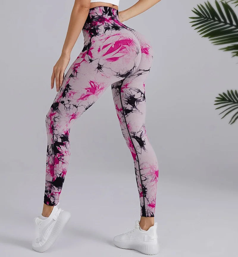 New 3D Print Tie Dye Sports Pants Women Seamless  Leggings High Waist Fitness Push Up Leggings Gym Clothing Workout Tights