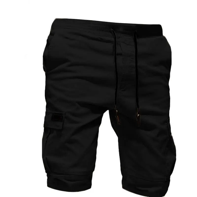 2023 New Mens Clothing Summer Cargo Mid Waist Drawstring Beach Vacation Knee Pants Casual Solid Color Pockets All-match Pants