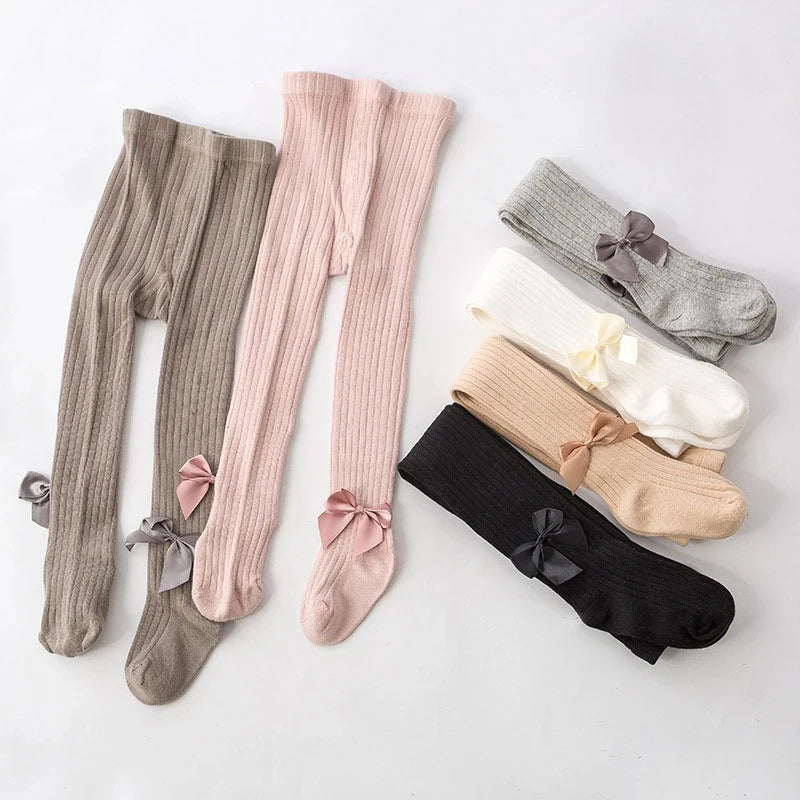 Children Cotton Tights Girls Cute Princess Bowknot Pantyhose Kids Stocking Baby Girls One-Piece Pantyhose Infant Knitted Tights