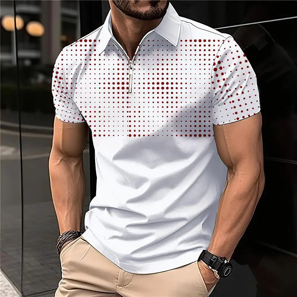 Summer T Shirts for Men 2024 Short Sleeve Men's Clothing Collar 3D Printing Plain Shirt Striped Polo Tees Fashion Pullover Tops