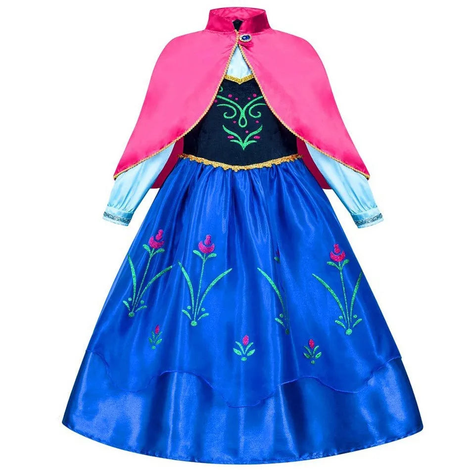 Frozen Anna Elsa Cosplay Costumes Girls Princess Rapunzel Snow White Mermaid Belle Cinderella Dress Kids Halloween Party Clothes