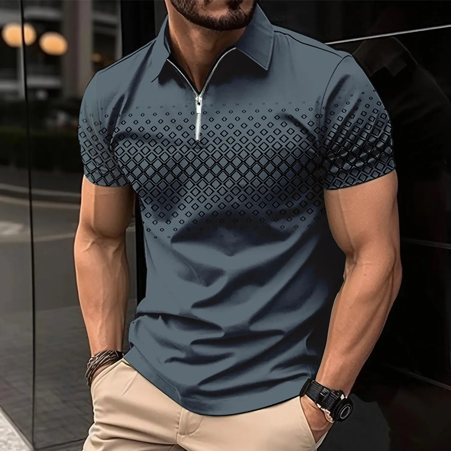 Summer T Shirts for Men 2024 Short Sleeve Men's Clothing Collar 3D Printing Plain Shirt Striped Polo Tees Fashion Pullover Tops