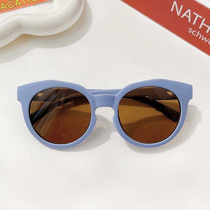 New Children Vintage Frosted Round Outdoor Sun Protection Sunglasses Baby Girls Acrylic UV400 Sunglasses Kids Fashion Glasses