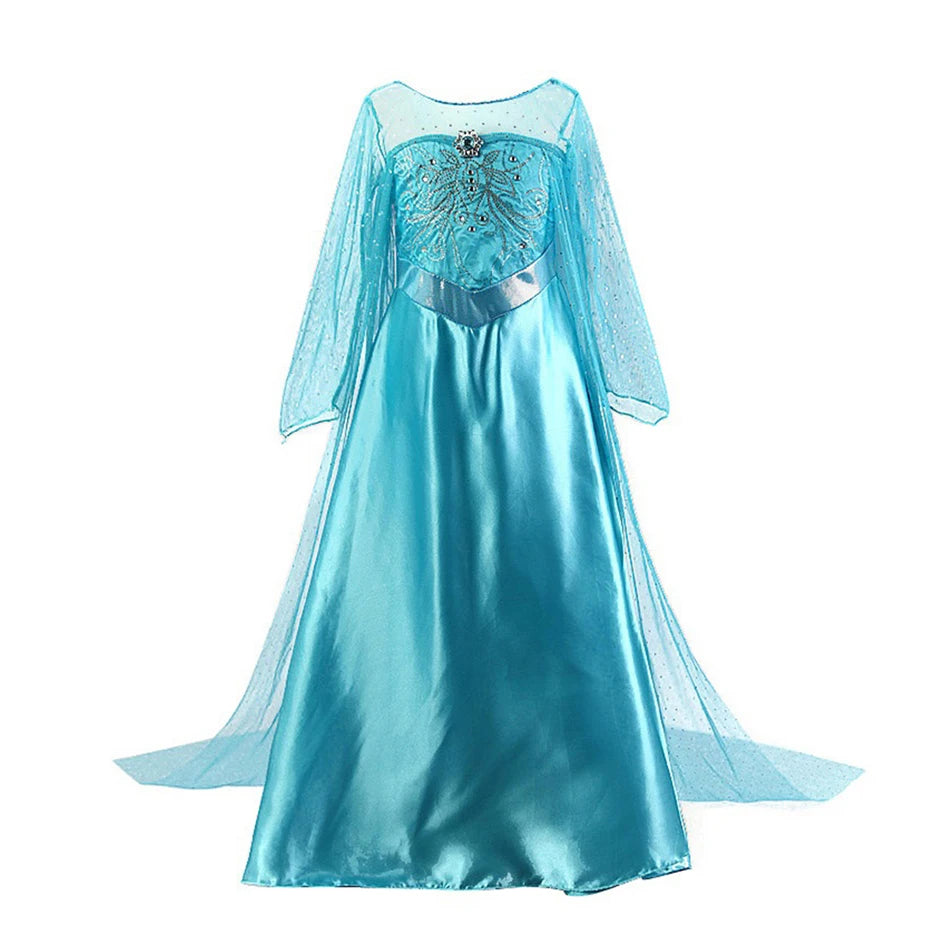 Frozen Anna Elsa Cosplay Costumes Girls Princess Rapunzel Snow White Mermaid Belle Cinderella Dress Kids Halloween Party Clothes