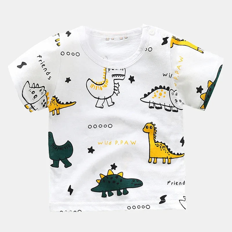 Children's Clothing T-Shirt  Kids Clothes Boys Girls Summer Cartoon Tops Short Sleeve Clothes 100% Cotton Baby Clothing