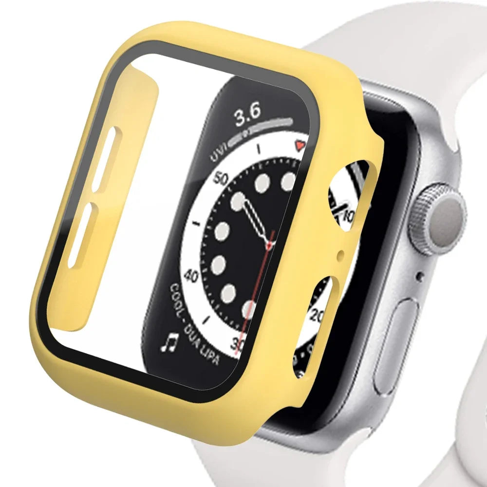 Glass+Matte Watch Cover for Apple Watch Case 45mm 41mm 44mm 40mm 42mm 38mm Bumper+Screen Protector for Iwatch SE 9 8 7 6 5 4 3 2