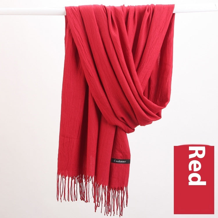 Pure Color Warm Keeping Scarf All-match Cashmere Shawl