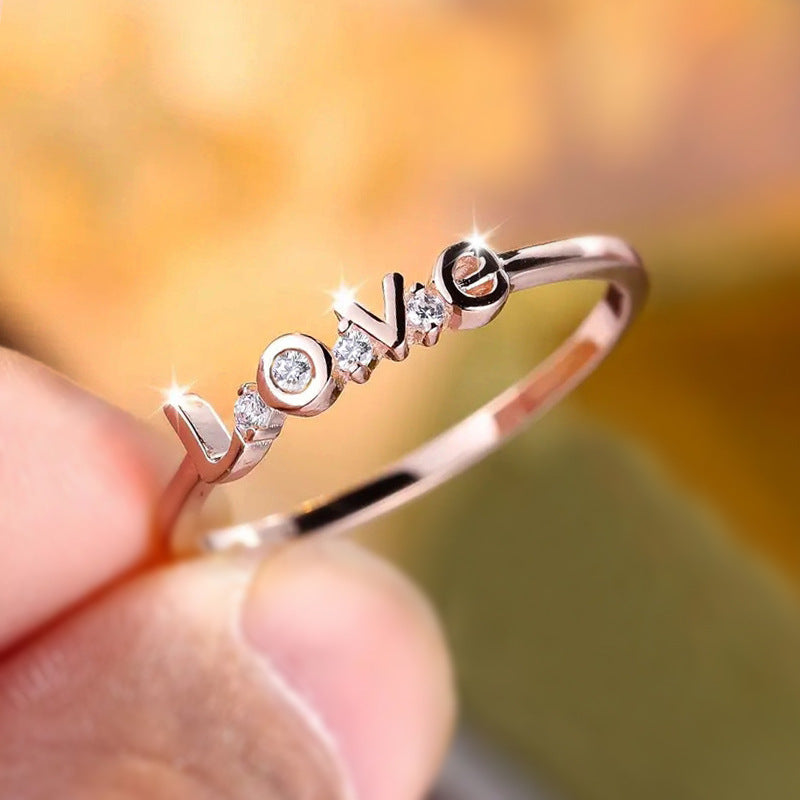 Love Ring Female Micro Inlaid Zircon Simple