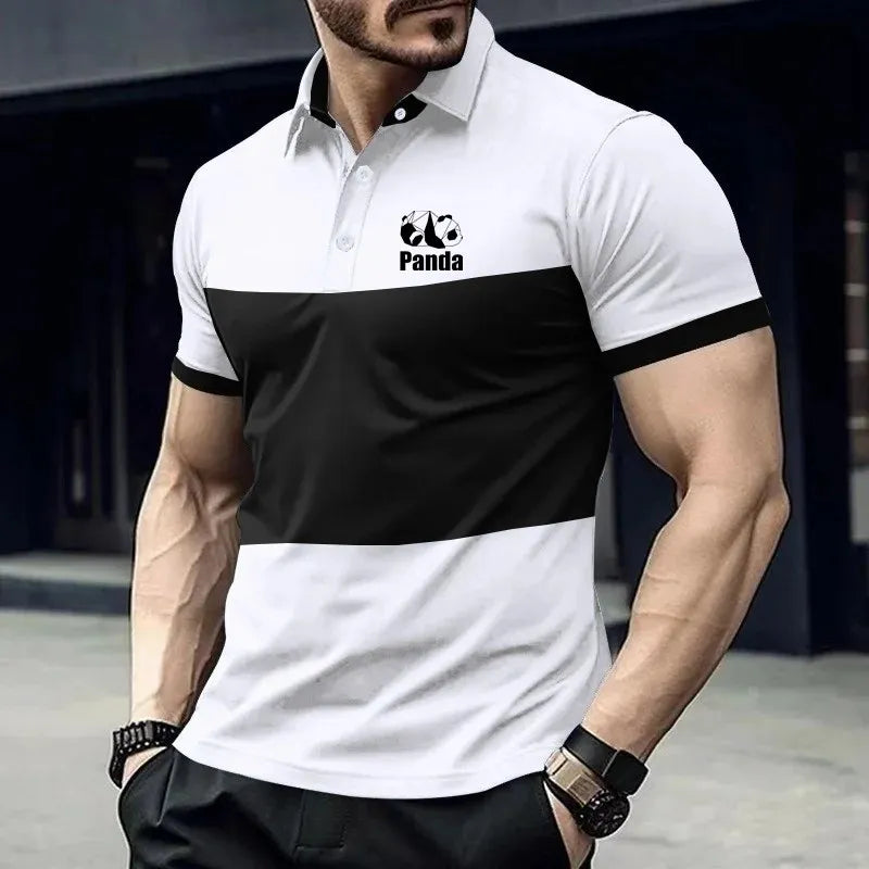 Summer men's solid color short sleeved polo shirt men's fashionable lapel shirt