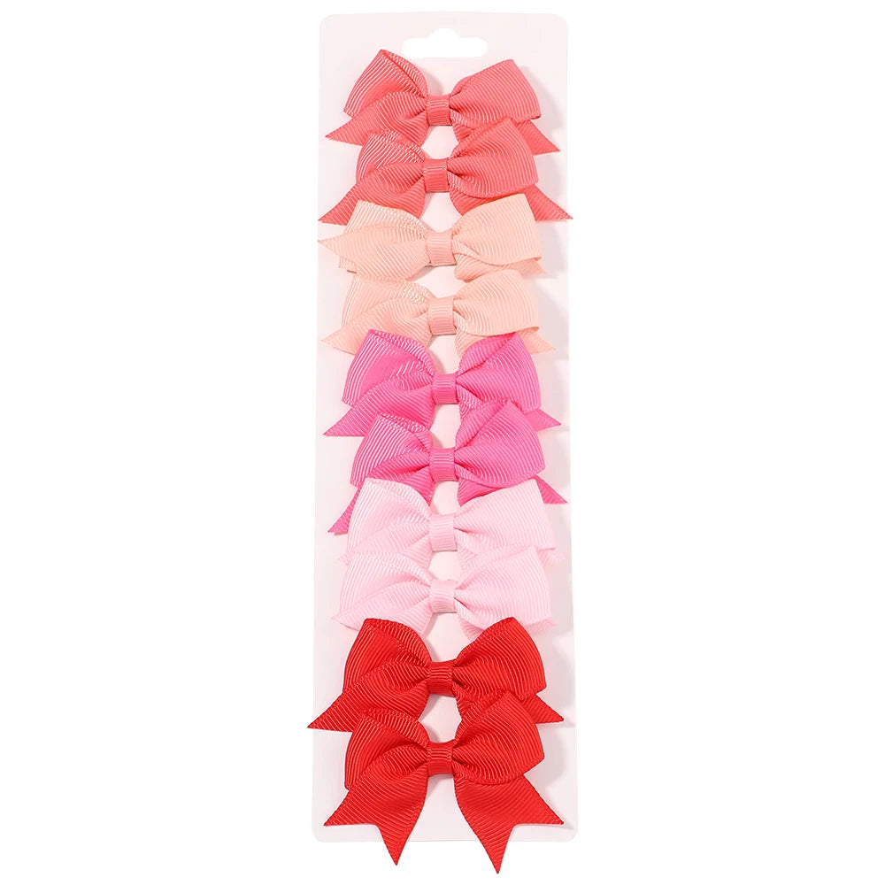 10Pcs/set Soft Cotton Bow Hairpin Girl Sweet Plaid Design Hairclip Solid Color Lovely Hairgripe Barrettes Kids Hair Accessories