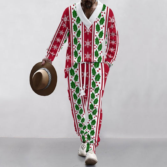 Christmas Series 3D Printing Top And Trousers Men's Suit