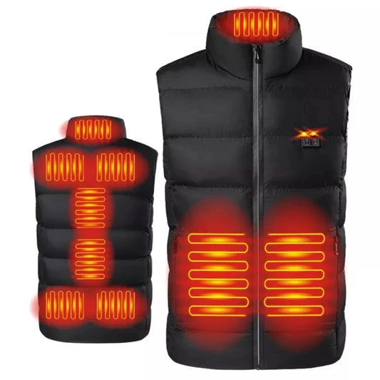 9 Areas Heated Vest Jacket USB Men Winter Electrically Heated Thermal Waistcoat for Hunting Hiking Warm Hunting Jacket