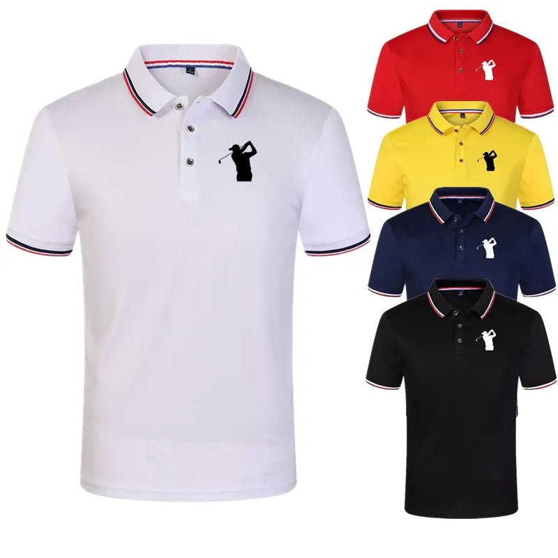 Polo Summer Men Short Sleeve Turn-over Collar Slim Tops Casual Breathable Solid Color   Business Shirt