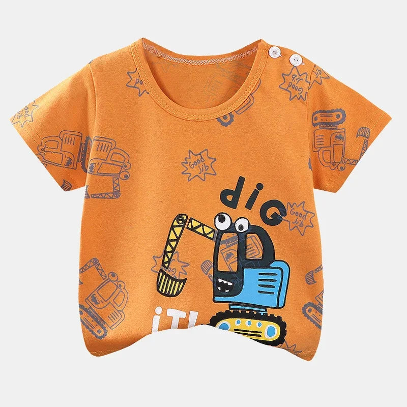 Children's Clothing T-Shirt  Kids Clothes Boys Girls Summer Cartoon Tops Short Sleeve Clothes 100% Cotton Baby Clothing