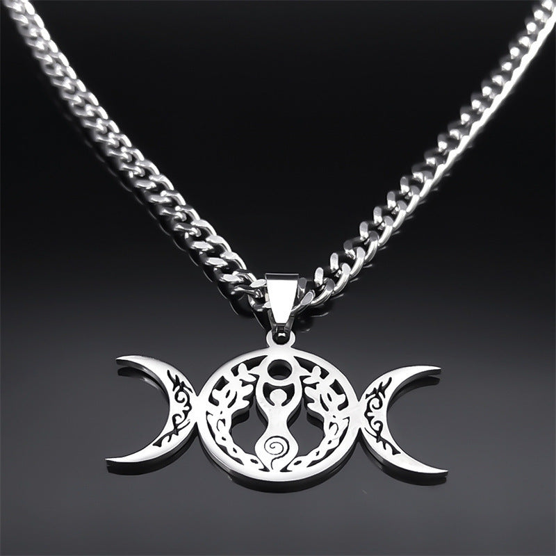 Triple Moon Celtic Knot Pendant Stylish Clavicle Necklace