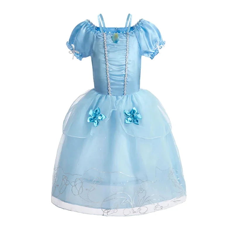 Frozen Anna Elsa Cosplay Costumes Girls Princess Rapunzel Snow White Mermaid Belle Cinderella Dress Kids Halloween Party Clothes