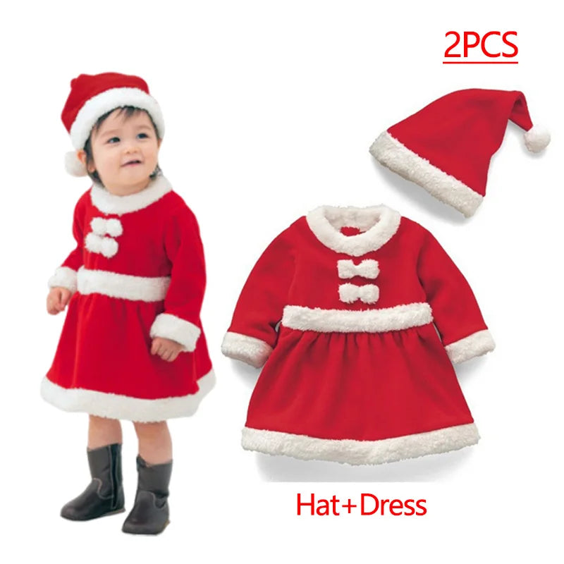 New Year Kids Santa Claus Costume Green Elf Cosplay Christmas Carnival Party Fancy Dress for Girls Boys Red Xmas Clothes Set