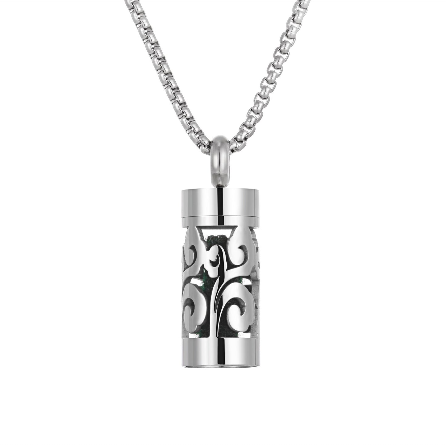 Aromatherapy Stainless Steel Pendant Cylindrical Corrugated Pendant Perfume Diffuser Hollow Perfume Necklace