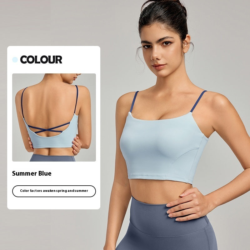 Contrast Color Yoga Beauty Back Spaghetti Strap Bra Underwear