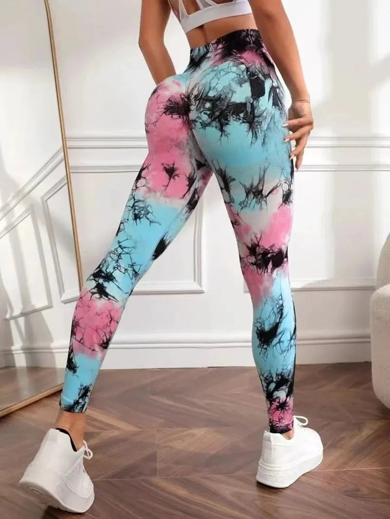 New 3D Print Tie Dye Sports Pants Women Seamless  Leggings High Waist Fitness Push Up Leggings Gym Clothing Workout Tights