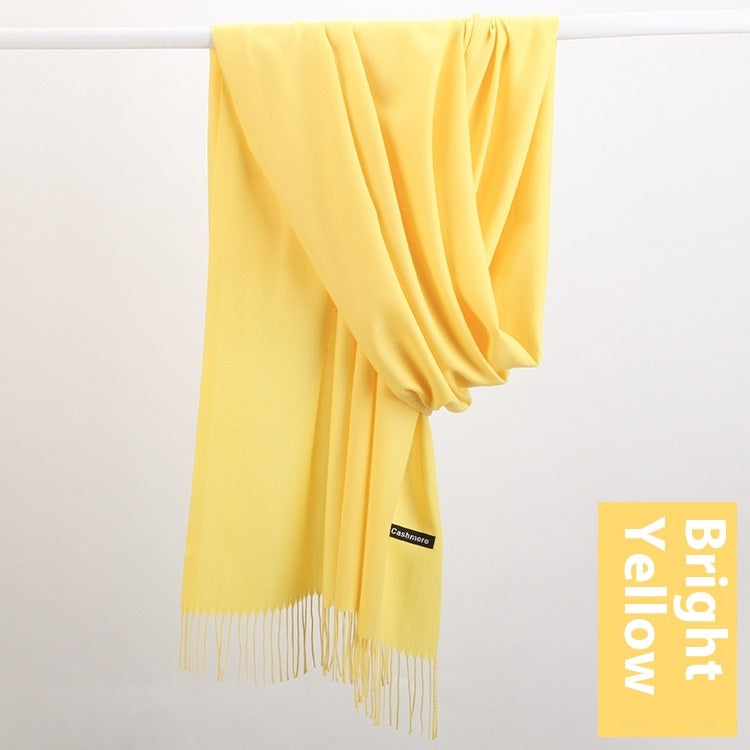 Pure Color Warm Keeping Scarf All-match Cashmere Shawl