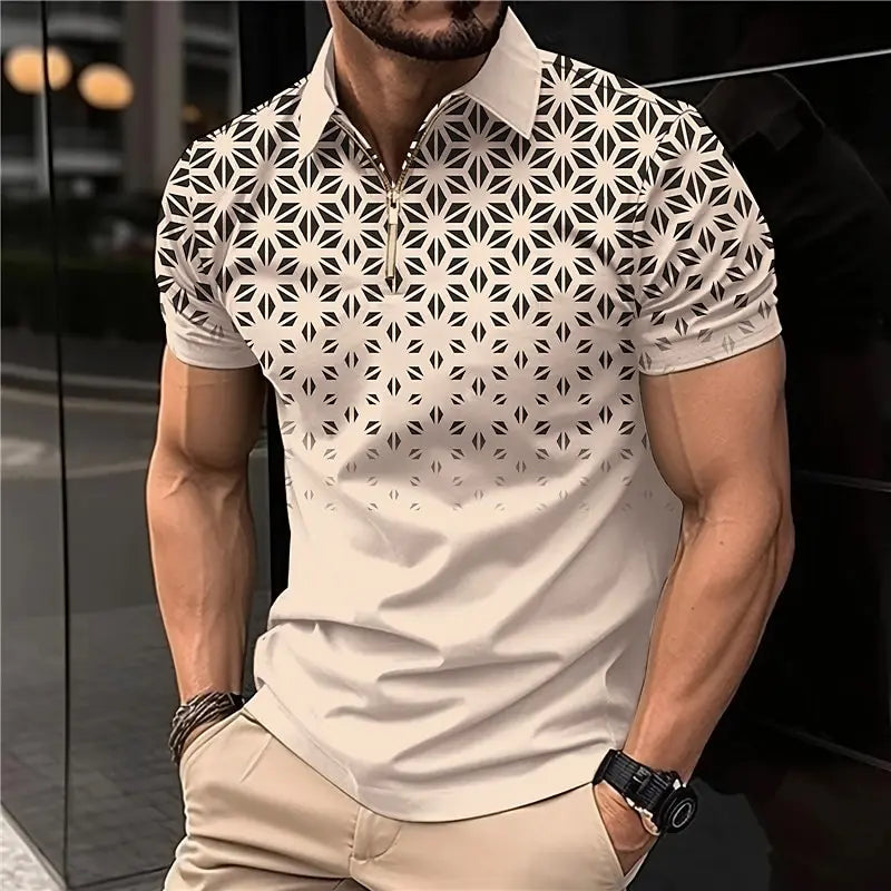 Summer T Shirts for Men 2024 Short Sleeve Men's Clothing Collar 3D Printing Plain Shirt Striped Polo Tees Fashion Pullover Tops