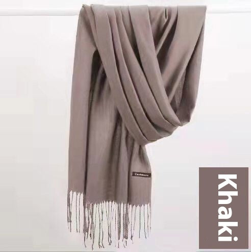 Pure Color Warm Keeping Scarf All-match Cashmere Shawl