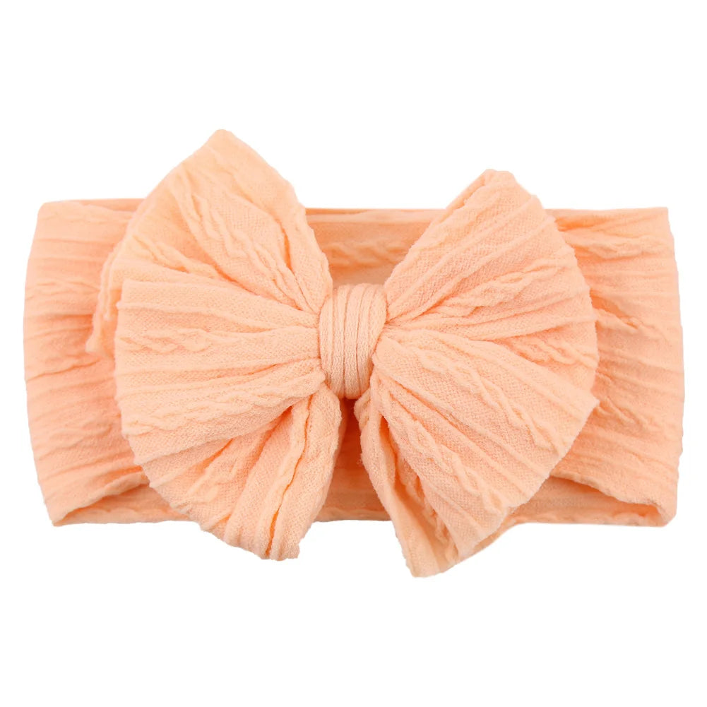 Solid Cable Bow Baby Headband for Child Nylon Layers Headwear Kids Elastic Turban Headwraps Newborn Boys Girls Hair Accessories