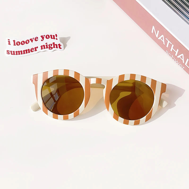 New Children Vintage Frosted Round Outdoor Sun Protection Sunglasses Baby Girls Acrylic UV400 Sunglasses Kids Fashion Glasses