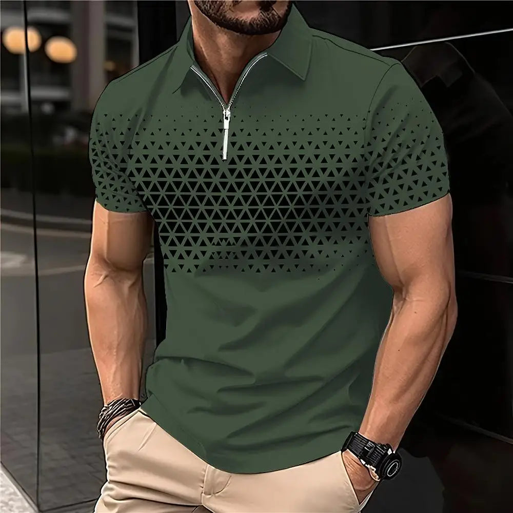 Summer T Shirts for Men 2024 Short Sleeve Men's Clothing Collar 3D Printing Plain Shirt Striped Polo Tees Fashion Pullover Tops