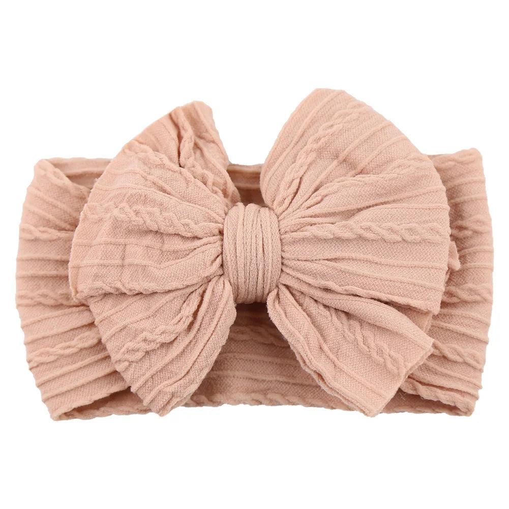 Solid Cable Bow Baby Headband for Child Nylon Layers Headwear Kids Elastic Turban Headwraps Newborn Boys Girls Hair Accessories