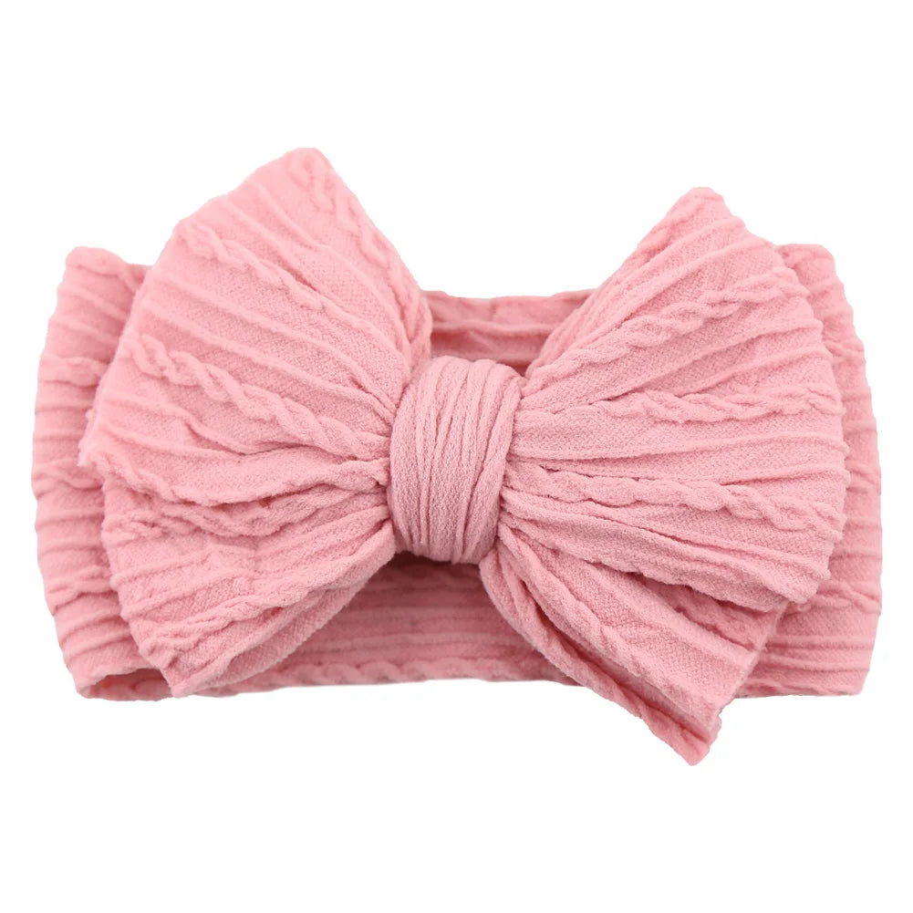 Solid Cable Bow Baby Headband for Child Nylon Layers Headwear Kids Elastic Turban Headwraps Newborn Boys Girls Hair Accessories