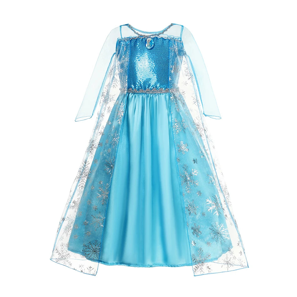 Frozen Anna Elsa Cosplay Costumes Girls Princess Rapunzel Snow White Mermaid Belle Cinderella Dress Kids Halloween Party Clothes